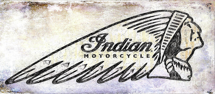 Indian Motorcycle Drawing Antique Drawing by Jon Neidert
