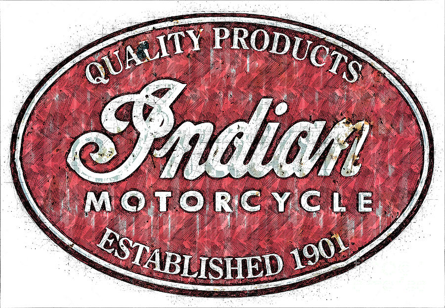 Indian Motorcycle Sign Drawing Drawing by Jon Neidert