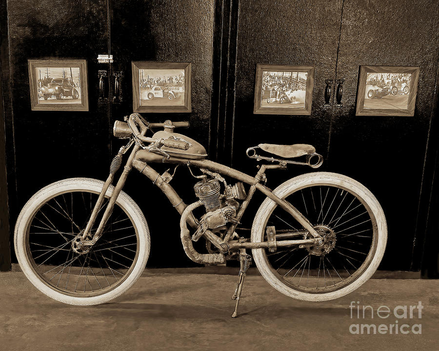 Indian Motorcycle Vintage Style, Sepia Toned Black And White Photograph by Don Schimmel