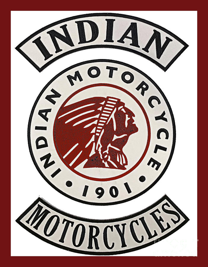 Indian Motorcycles 1901 Vintage Sign - Red Border Photograph by Scott D ...