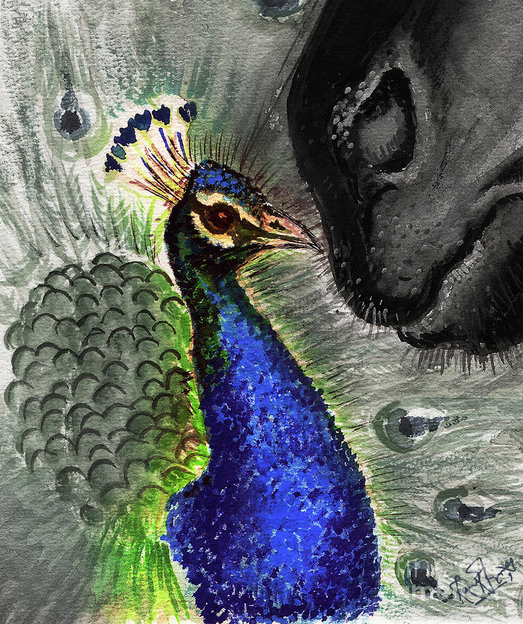 Indian Peacock Painting by Remy Francis