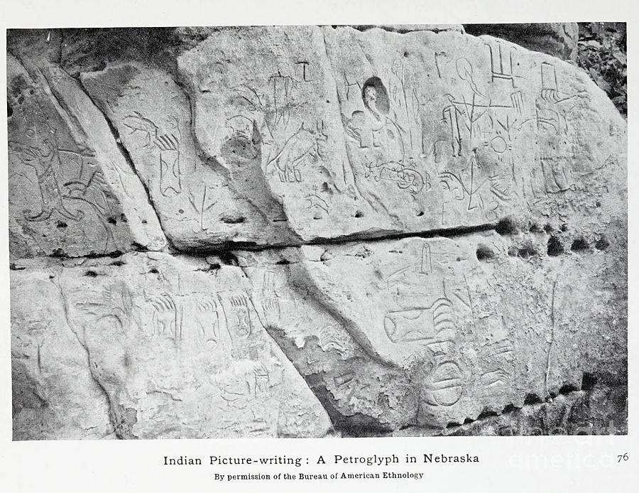 Indian Picture-writing A Petroglyph in Nebraska v1 Photograph by Historic illustrations