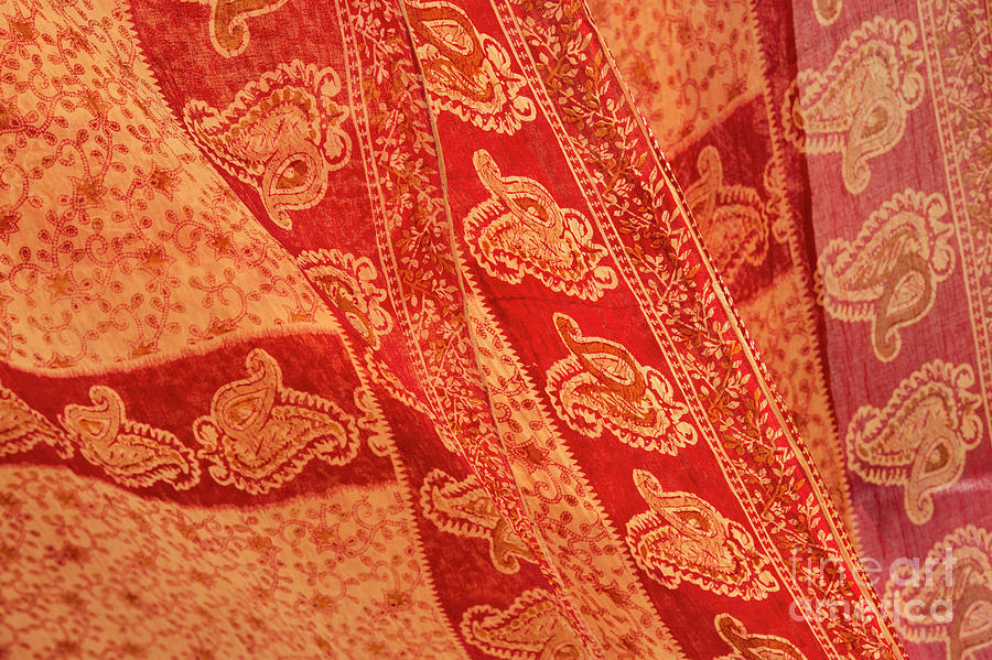 Indian Red Orange Sari Pattern Photograph by Tim Gainey