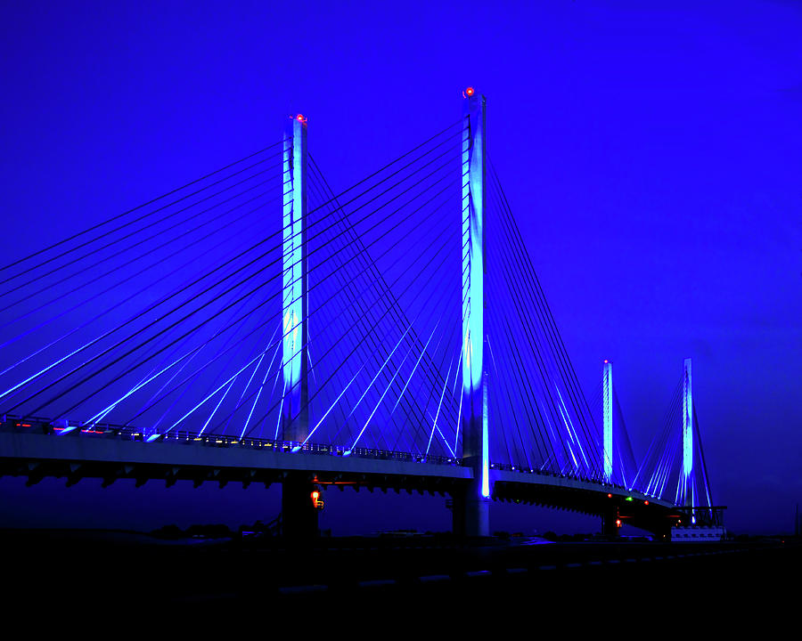 Indian River Bridge at Night Photograph by Bill Swartwout