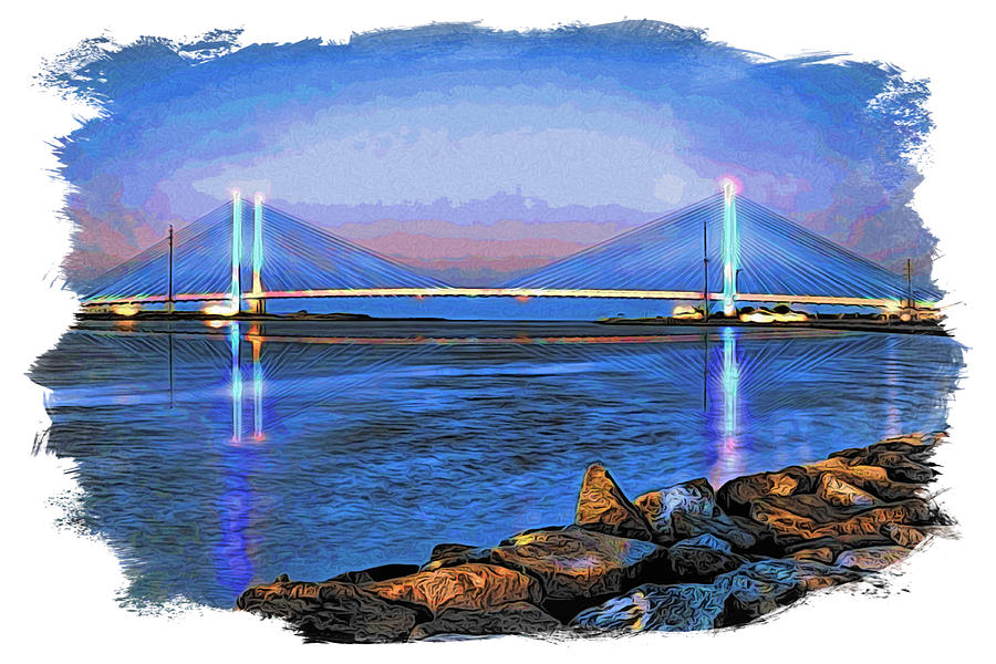 Indian River Inlet Bridge Watercolor Photograph by Bill Swartwout