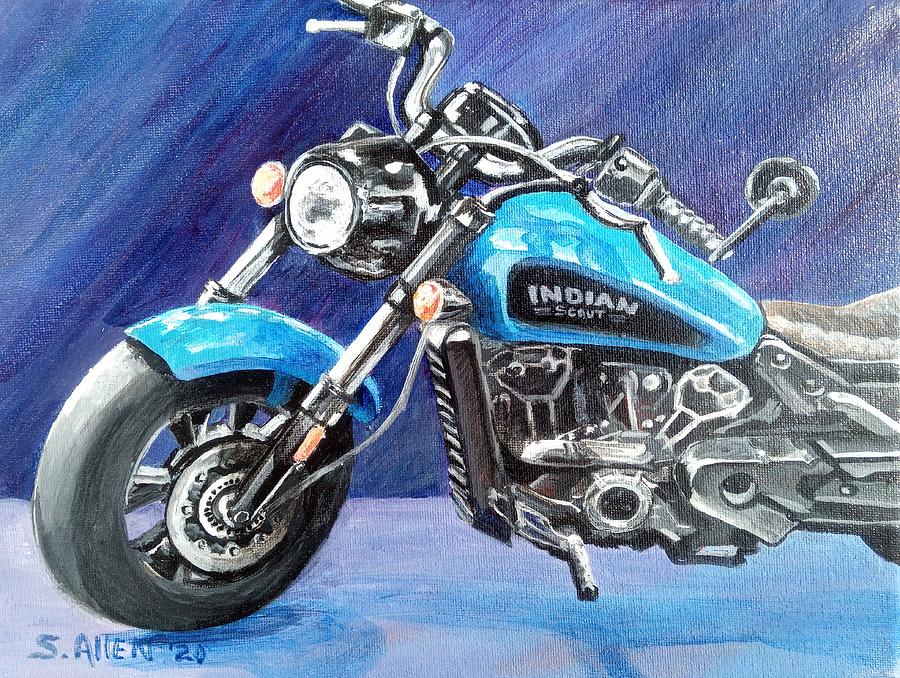 Indian Scout Motorcycle art Sonya Allen Painting by Sonya Allen