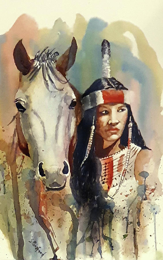 Indian Squaw Painting by Steven Ponsford