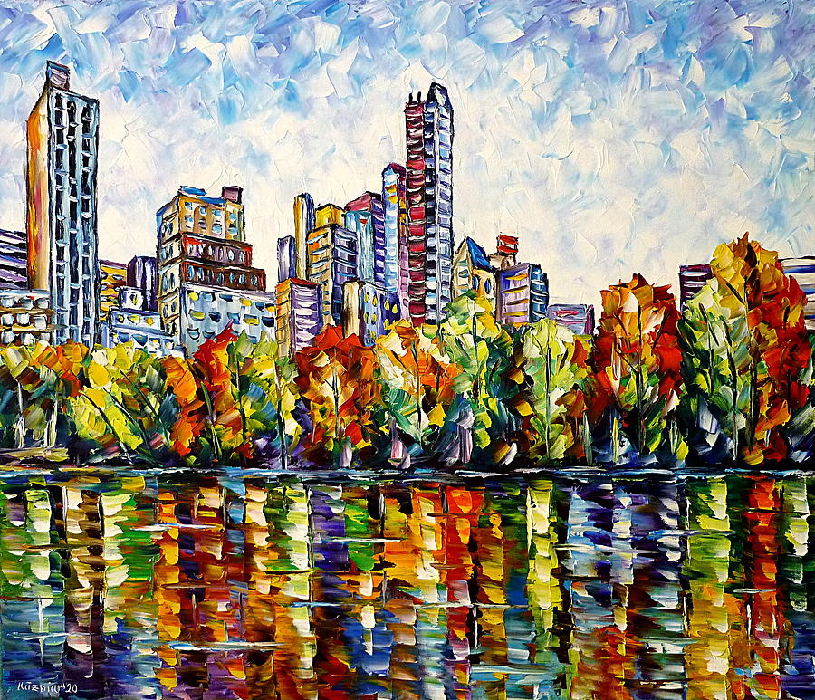 Indian Summer In The Central Park Painting by Mirek Kuzniar