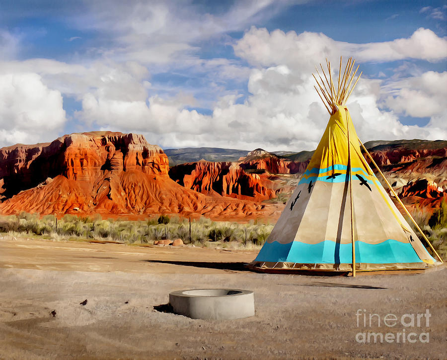 Indian Teepee Painting by Helena Bilkova | Fine Art America