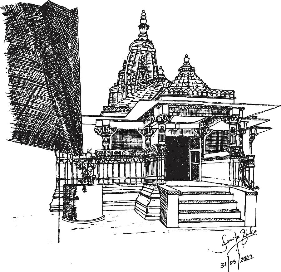 Indian Temple handmade illustration Drawing by Sumita Sinha | Pixels