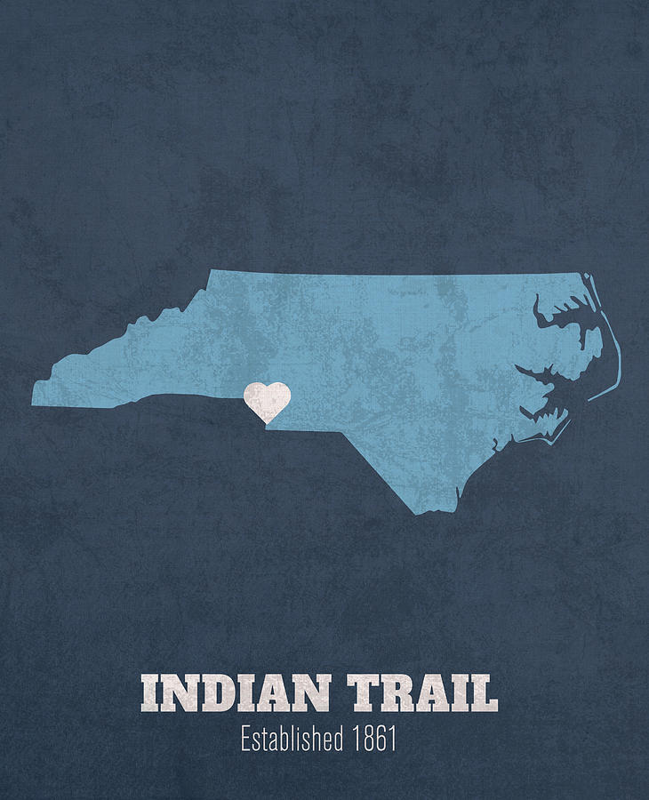 Indian Trail North Carolina City Map Founded 1861 UNC Color Palette