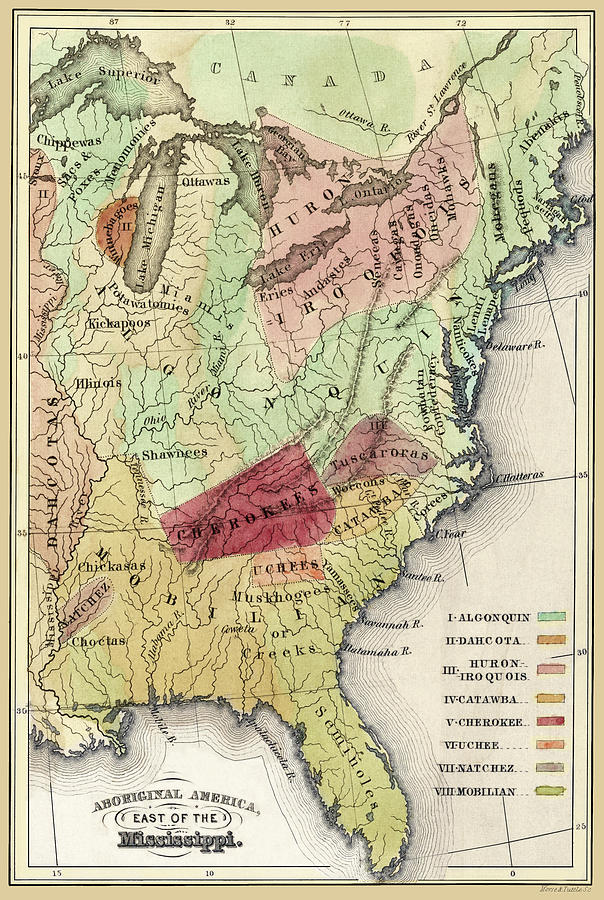 Indian Tribal Lands in US Eastern States Circa 1600 Old Map Photograph by Phil Cardamone