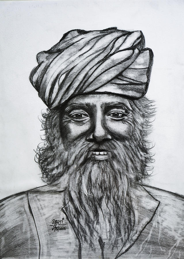 Indian Village Man Drawing by Aarti Bartake  Pixels