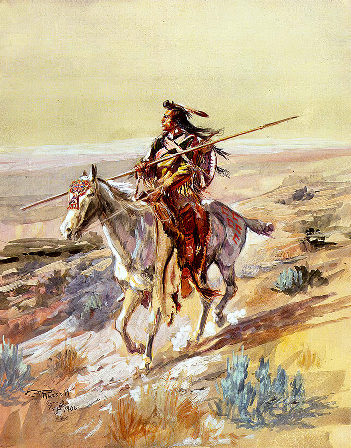 Indian With a Spear Photograph by Charles Russell