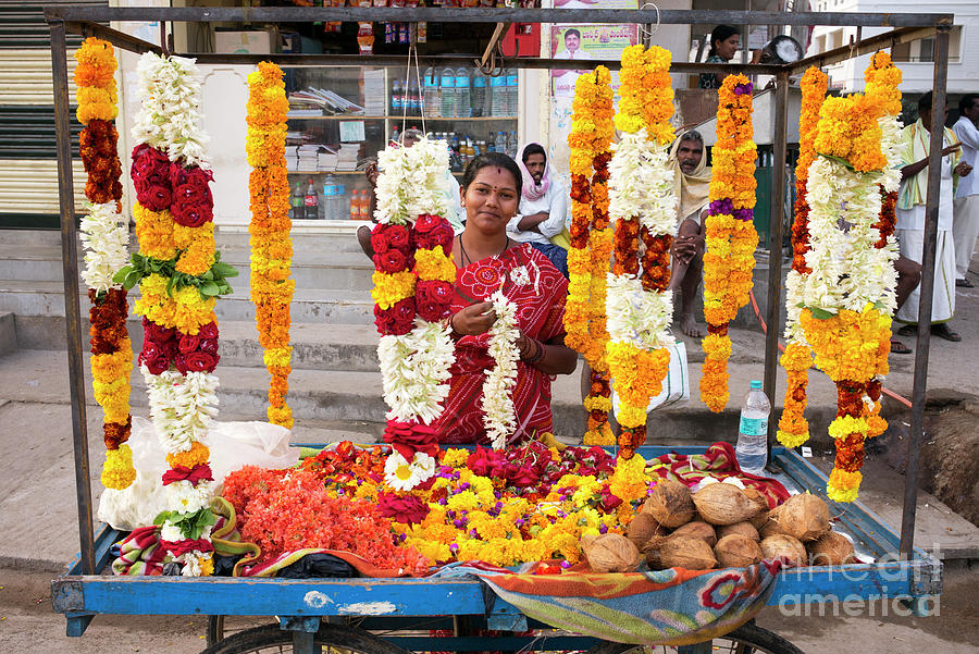 Indian Woman Selling Flowers Photograph by Tim Gainey