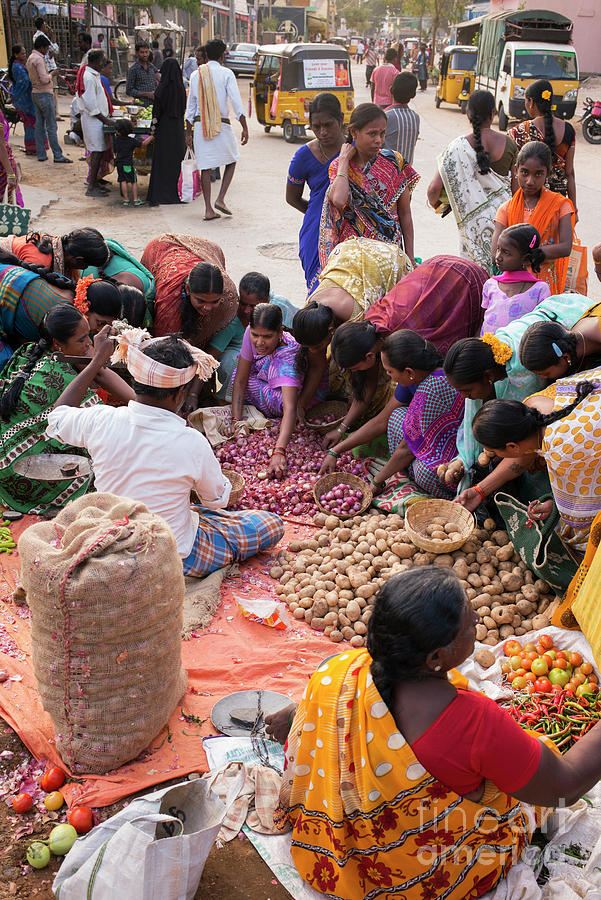 Indian Women Buying Vegetables Photograph by Tim Gainey