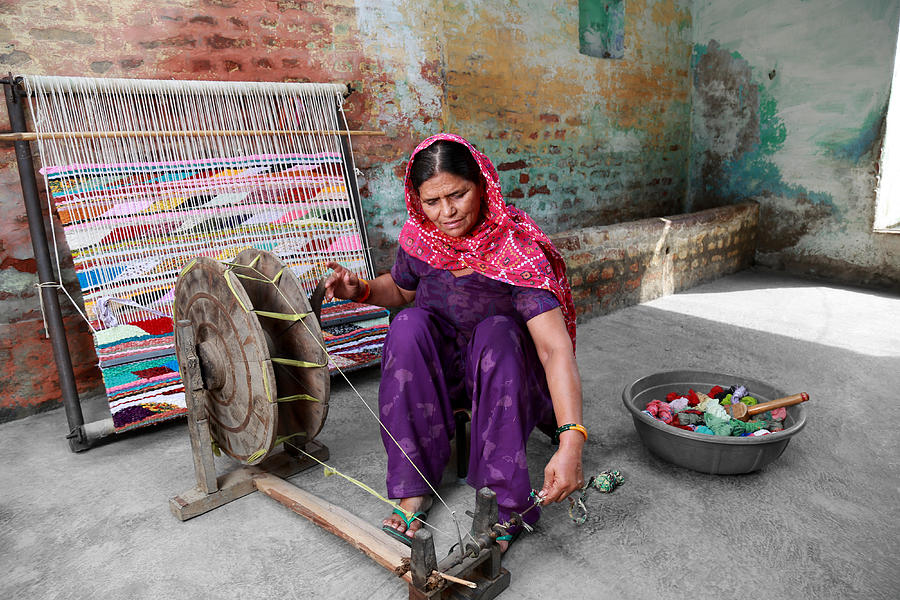 Indian Women Weaving Textile (durry). Photograph by Pixelfusion3d