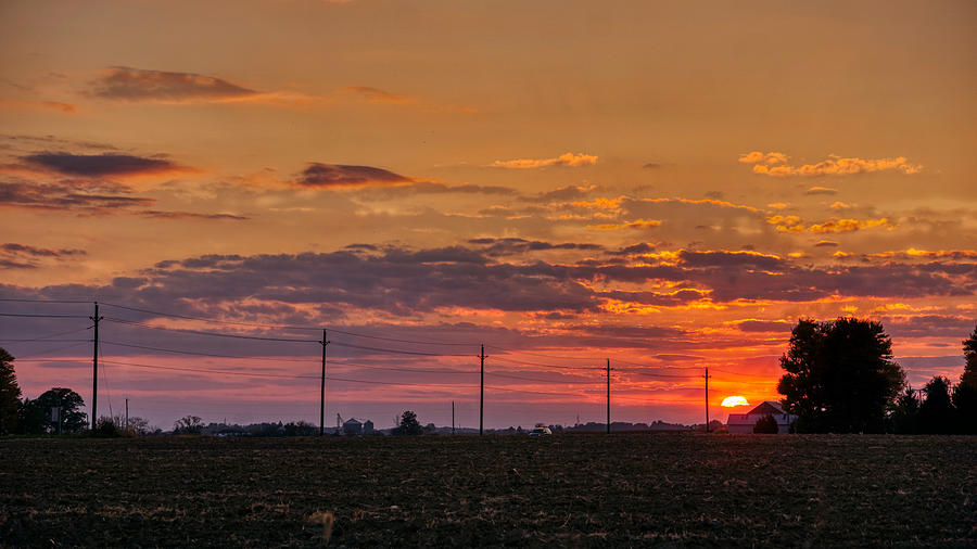 Sunset Photograph - Indiana Farm Sunset by Daniel Brinneman