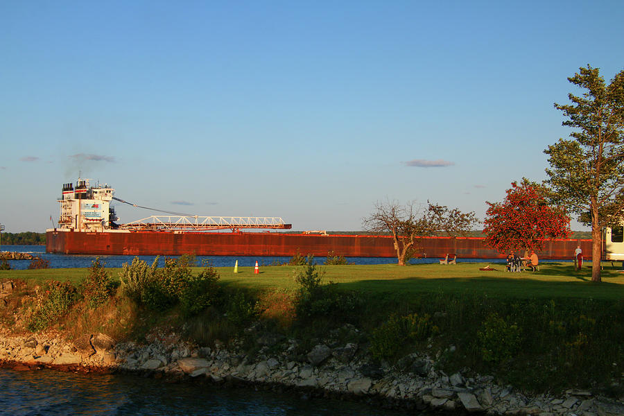 Indiana Harbor Downbound on the St. Marys River Photograph by Deb Beausoleil