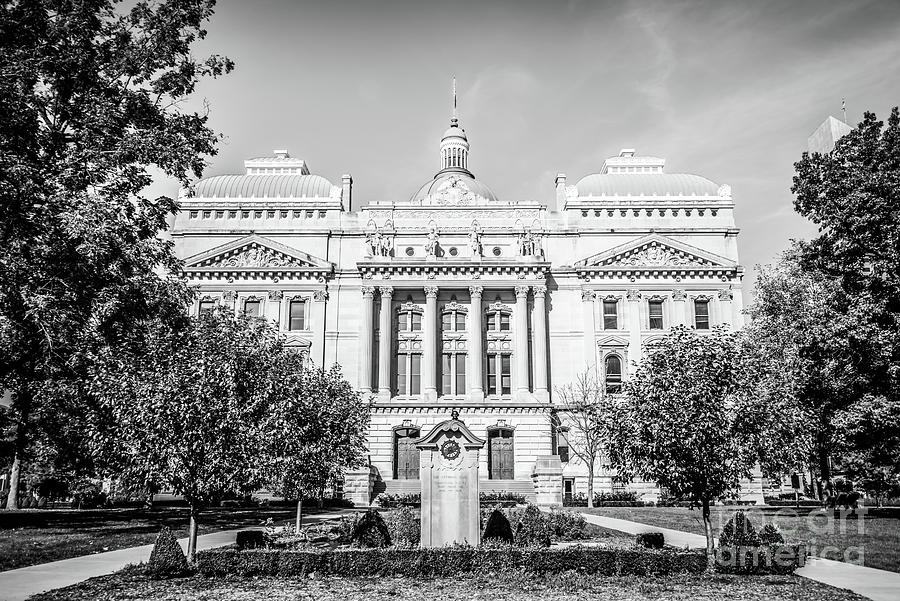 Indiana Statehouse State Capital Building Black and White Photo Photograph by Paul Velgos