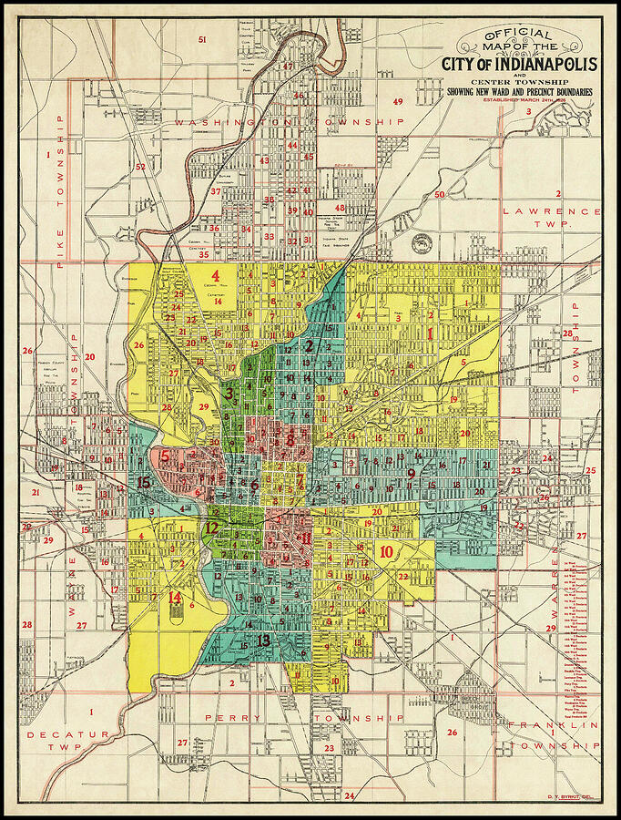 Indianapolis and Center Township Vintage Map 1926 Drawing by Carol Japp 