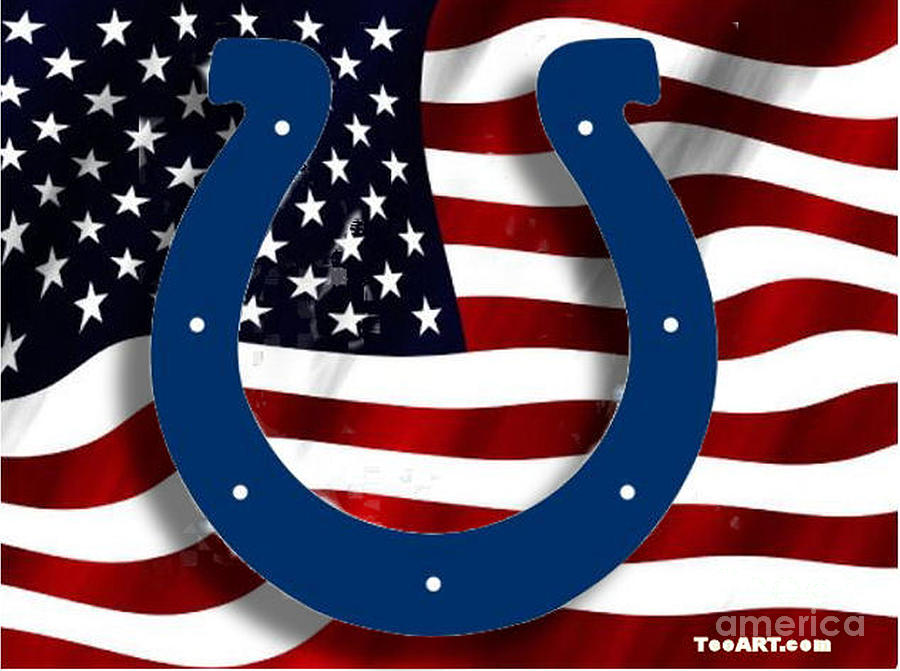 Indianapolis Painting - Indianapolis Colts Usa Flag Art by Teo Alfonso
