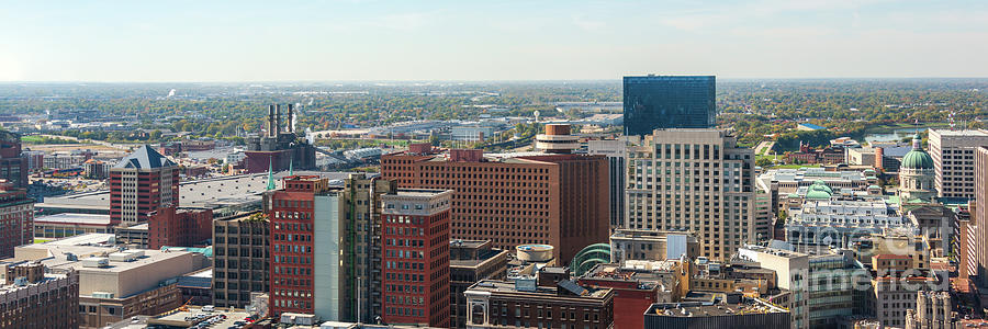 Indianapolis Indiana Cityscape Downtown  City Buildings Panorami Photograph by Paul Velgos