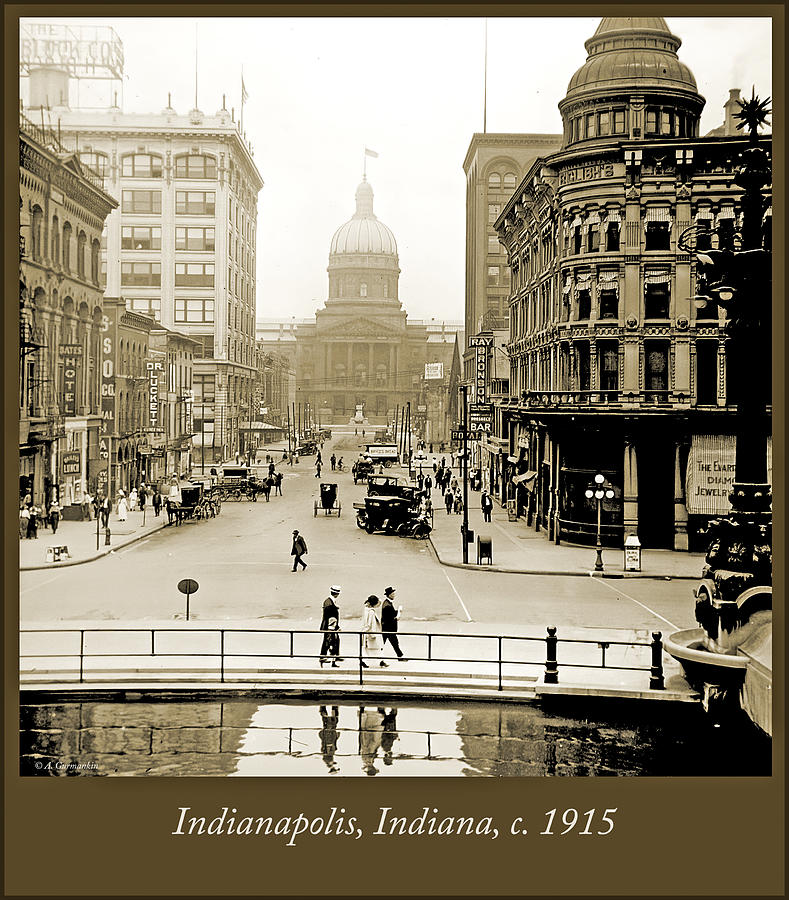 Indianapolis, Indiana, Downtown Area, c. 1915, Vintage Photograp Photograph by A Macarthur Gurmankin
