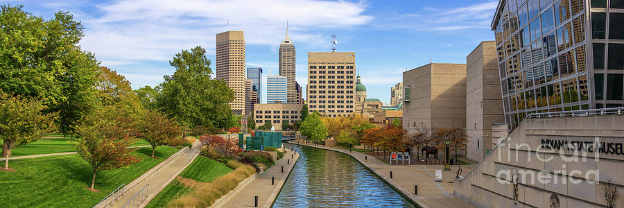 Indianapolis Indiana Skyline and Central Canal Walk Panoramic Ph Photograph by Paul Velgos