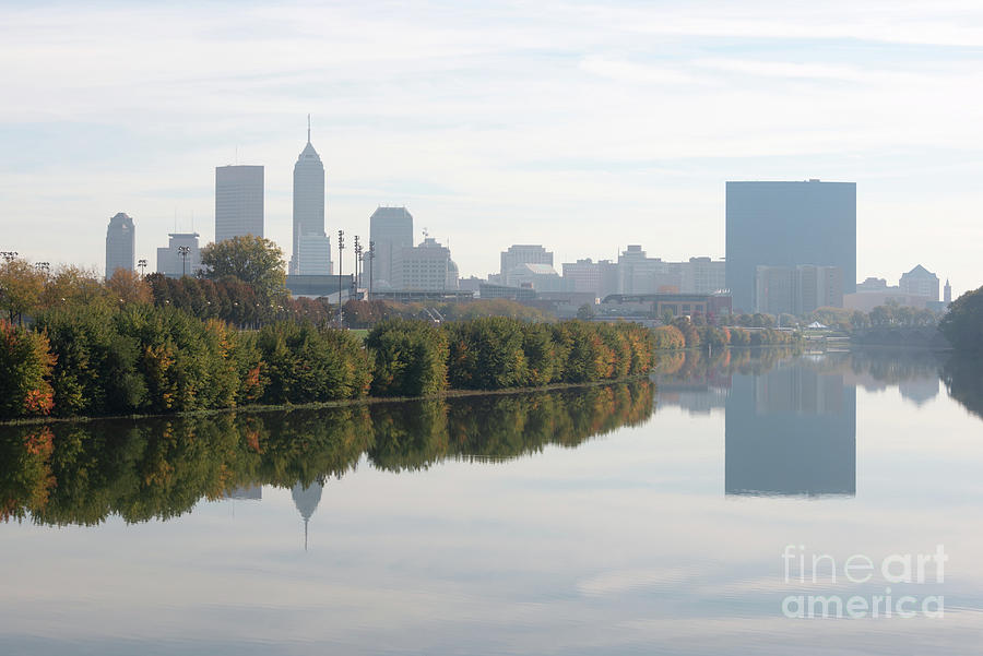 Indianapolis Indiana Skyline and White River Photo Photograph by Paul Velgos