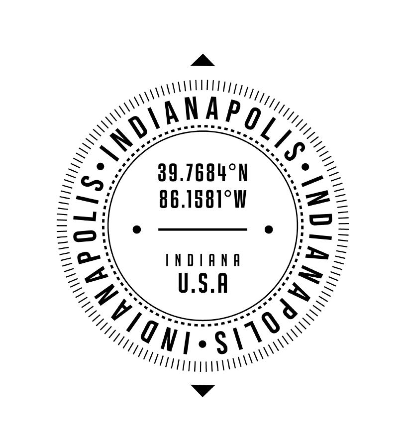 Indianapolis, Indiana, USA - 1 - City Coordinates Typography Print - Classic, Minimal Digital Art by Studio Grafiikka