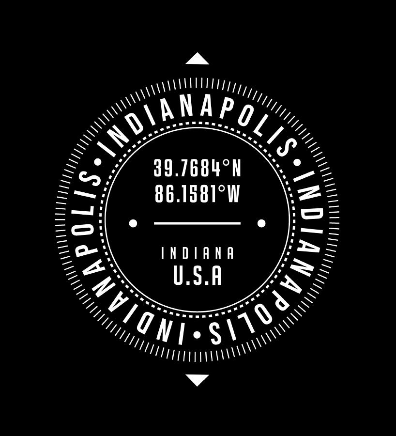 Indianapolis, Indiana, USA - 2 - City Coordinates Typography Print - Classic, Minimal Digital Art by Studio Grafiikka