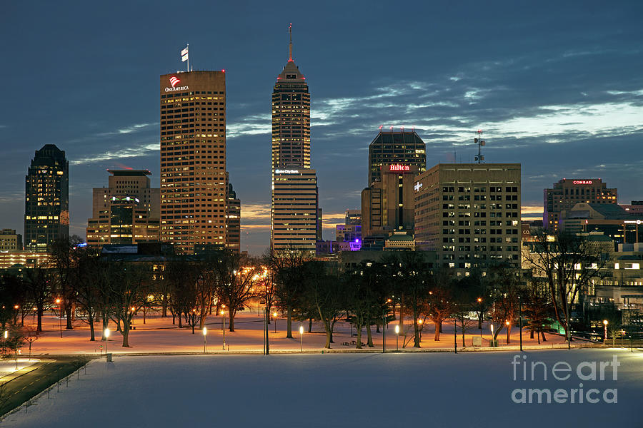 Indianapolis Skyline during winter Photograph by Bill Cobb Fine Art