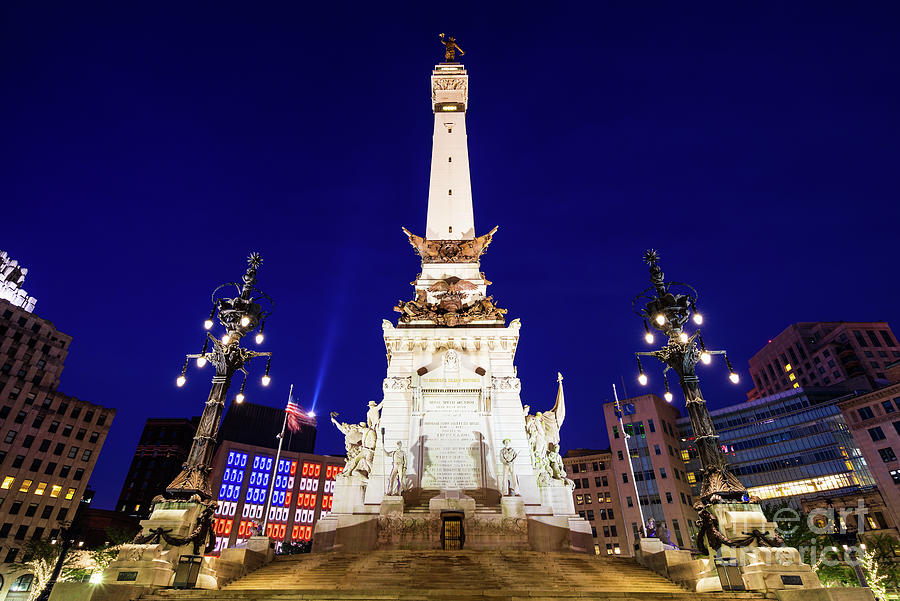 Indianapolis Soldiers and Sailors Monument at Night Picture Photograph by Paul Velgos