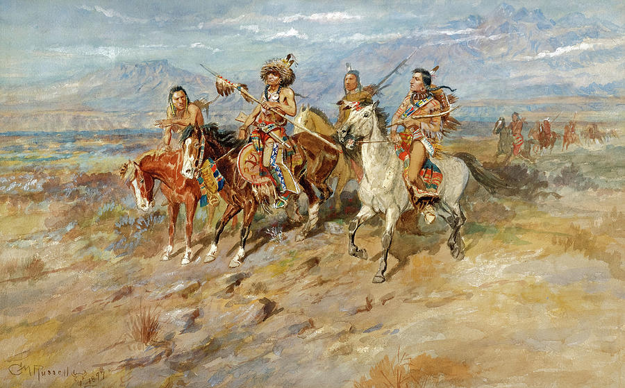 Indians on Horseback Painting by Charles M Russell - Fine Art America