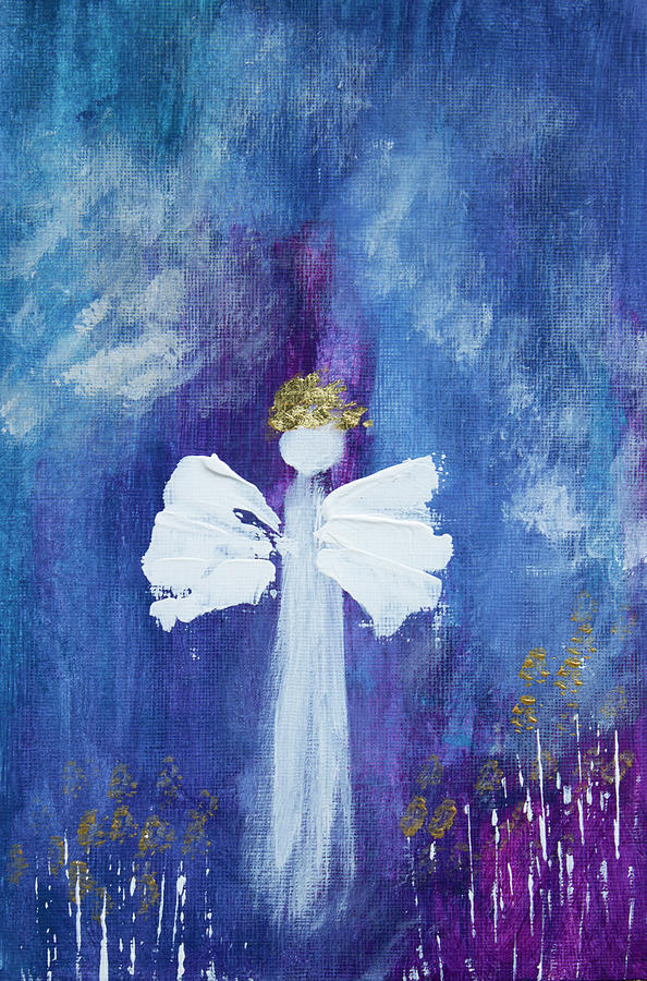 Indigo Angel Blessings 1 Painting by Linh Nguyen-Ng
