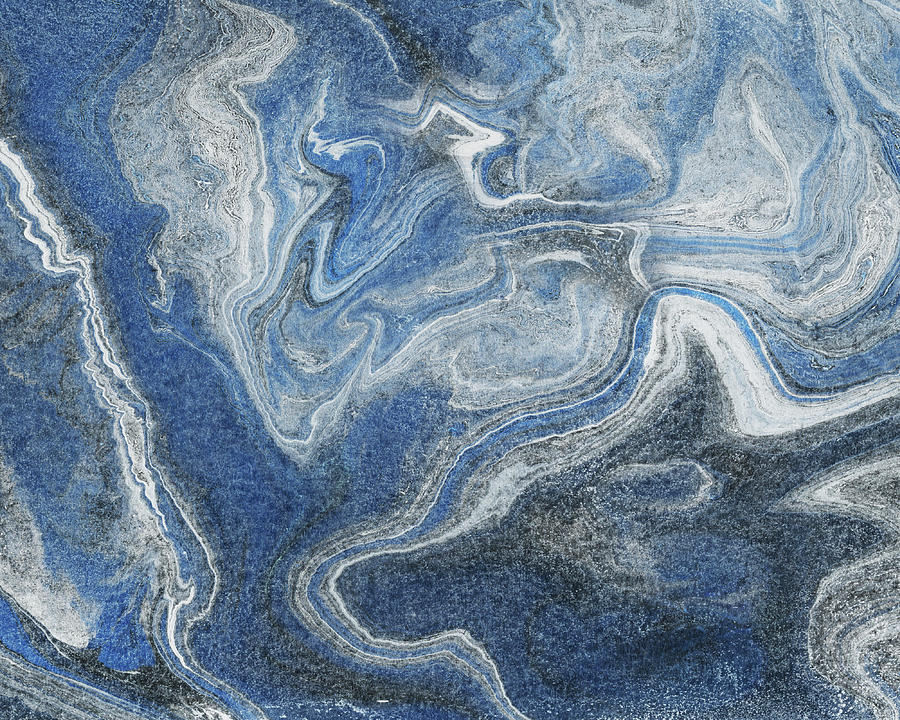 Indigo Blue Agate Watercolor Stone Collection I  Painting by Irina Sztukowski