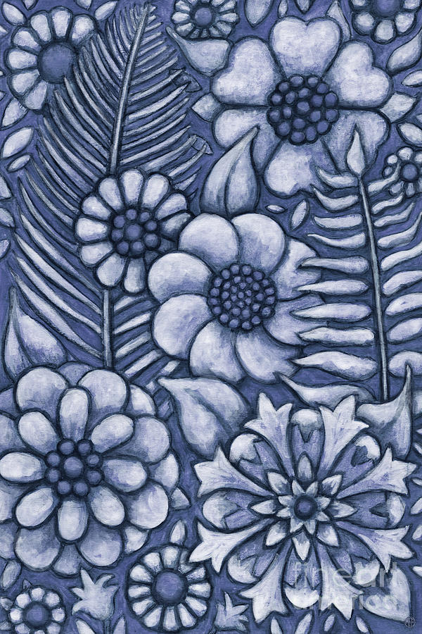 Indigo Blue Florascape Painting by Amy E Fraser