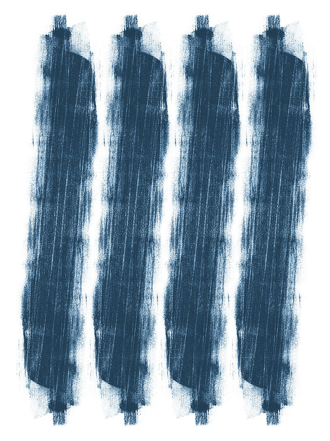Indigo Blue Minimalist Abstract Resonance Painting by Janine Aykens
