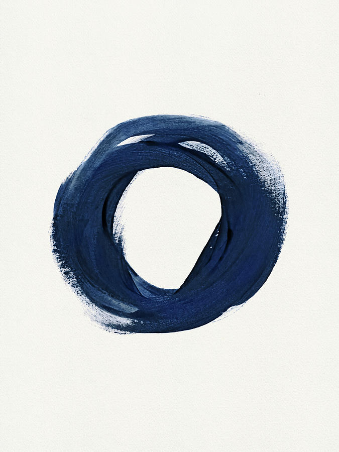 Indigo Blue Painting - Indigo Blue Painting - Strokes 8a - Indigo Enso Circle by Menega Sabidussi