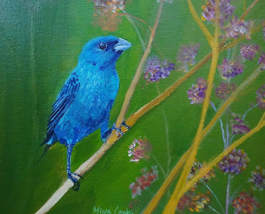 Indigo Bunting Painting by Miwa Combs - Fine Art America