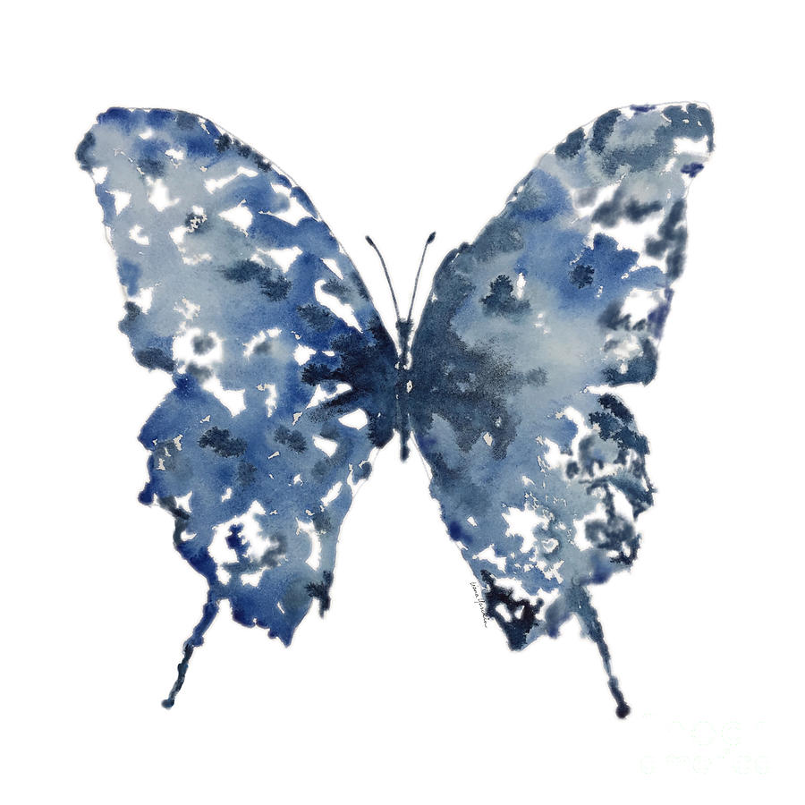Indigo Butterfly Painting by Liana Yarckin