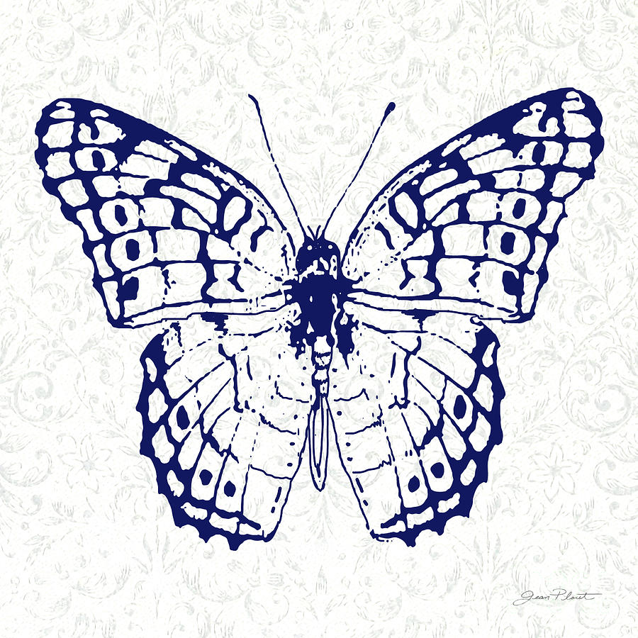 Indigo Butterfly Study E Digital Art by Jean Plout