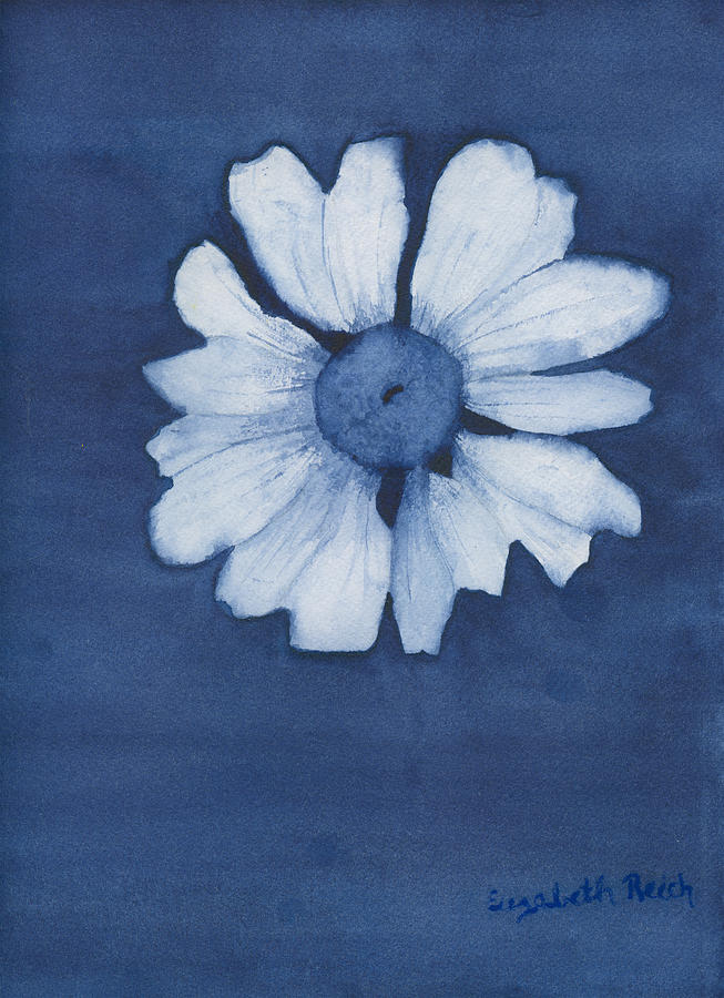Indigo Daisy Flower Painting by Elizabeth Reich