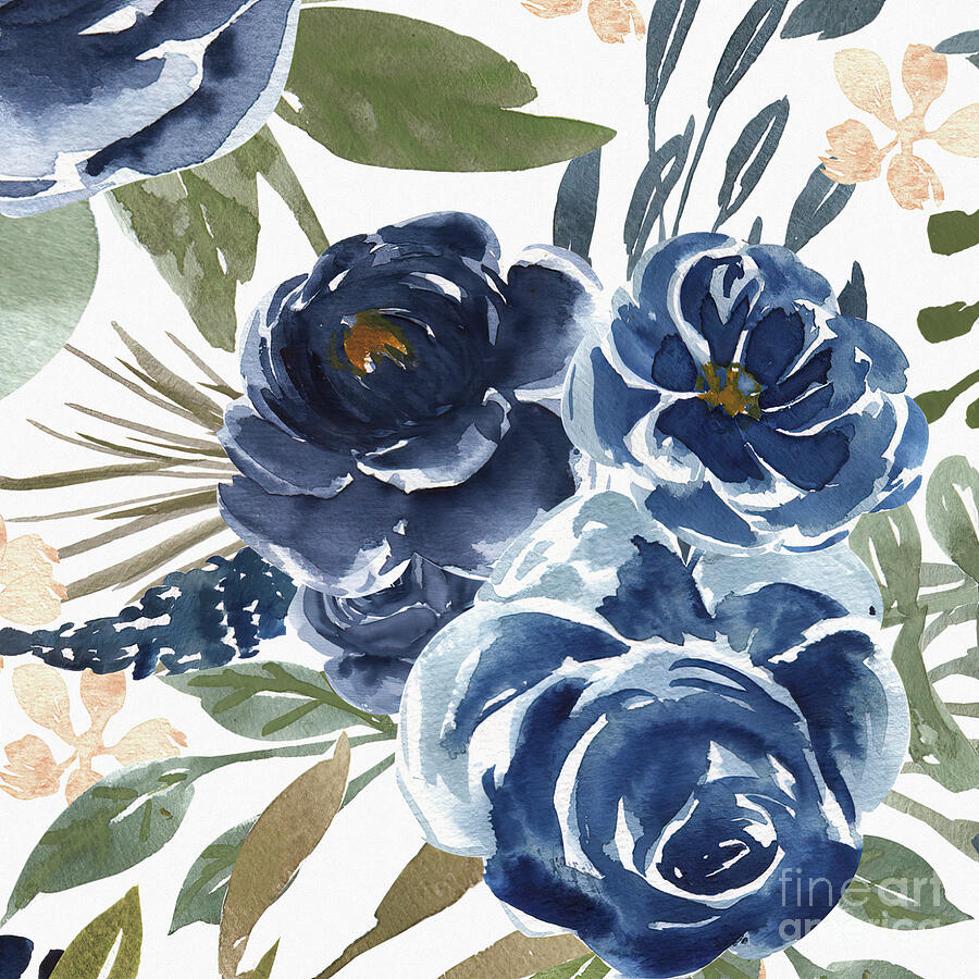 Indigo Floral Print 2 Painting by Tina LeCour Indigo Floral Print 2 Painting by Tina LeCour