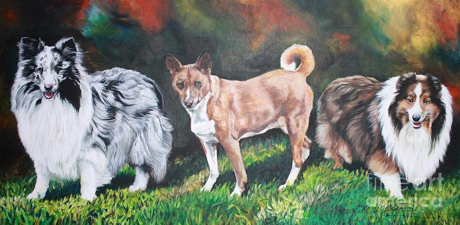Dog Painting - Indigo, Mandy and Raphael by Misha Ambrosia