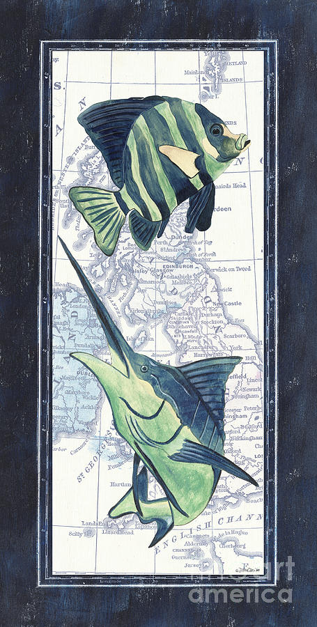 Fish Painting - Indigo Maritime 3 by Debbie DeWitt