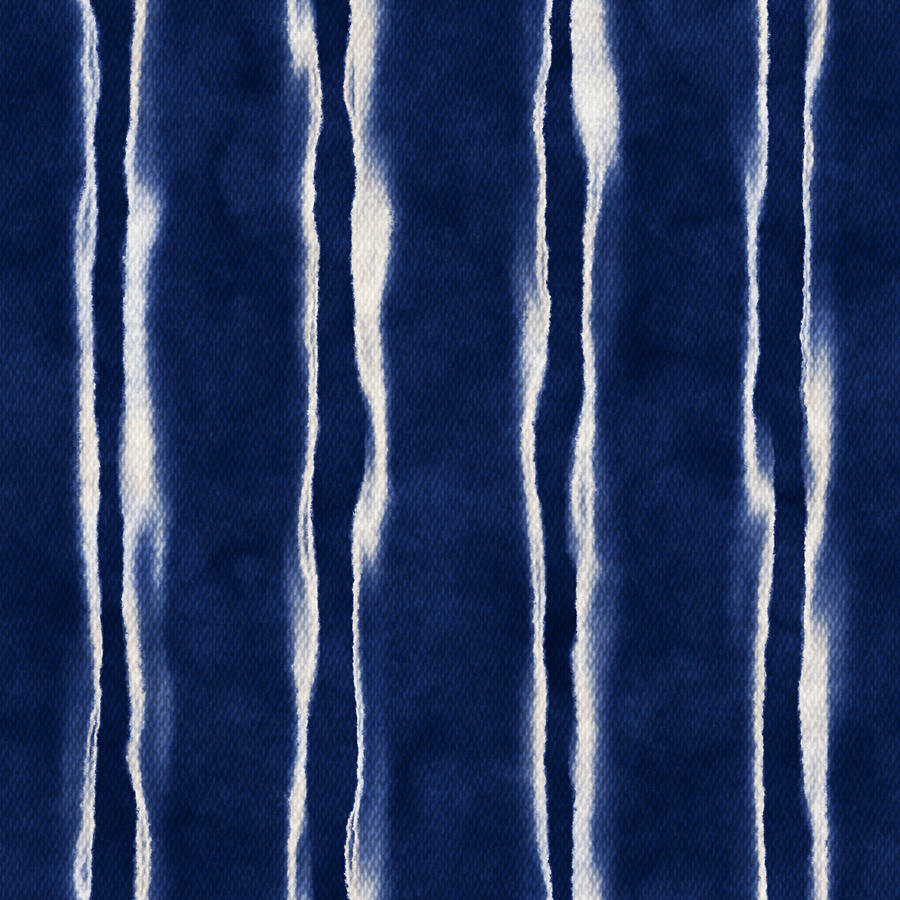 Indigo Tie Dye Stripes Digital Art by Vagabond Folk Art - Virginia Vivier