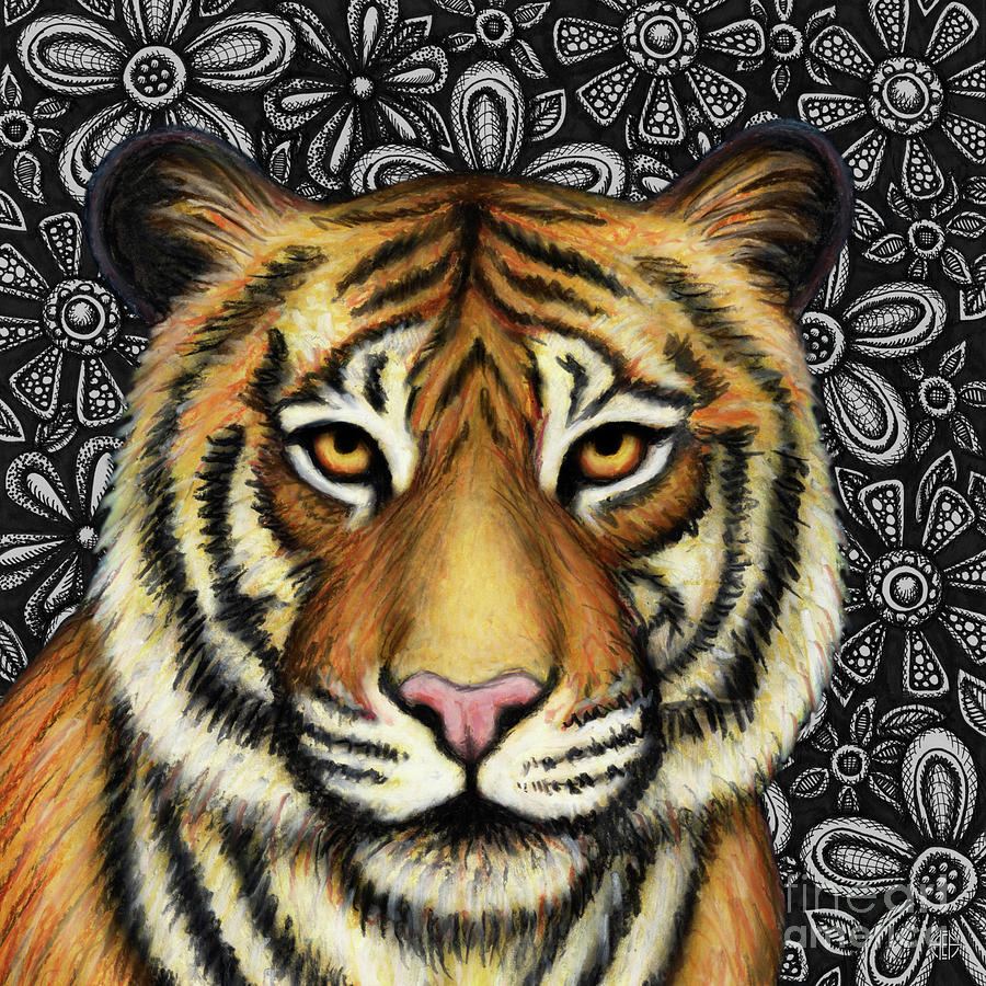 Indochinese Tiger Floral Painting by Amy E Fraser