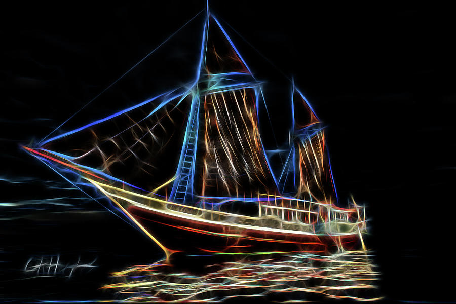 Indonesian Dive Boat Fractalized Digital Art by Gary Hughes